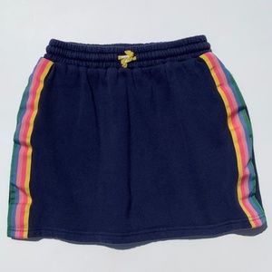Boden fleece mini skirt with sporty stripes